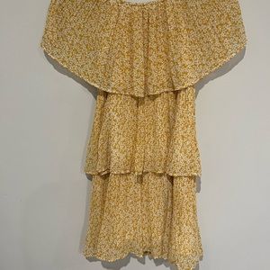 yellow ruffled flowy dress